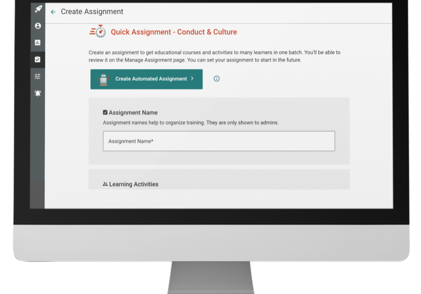 Creating an Assignment Example of the assignment creation form transposed onto a Mac screen.